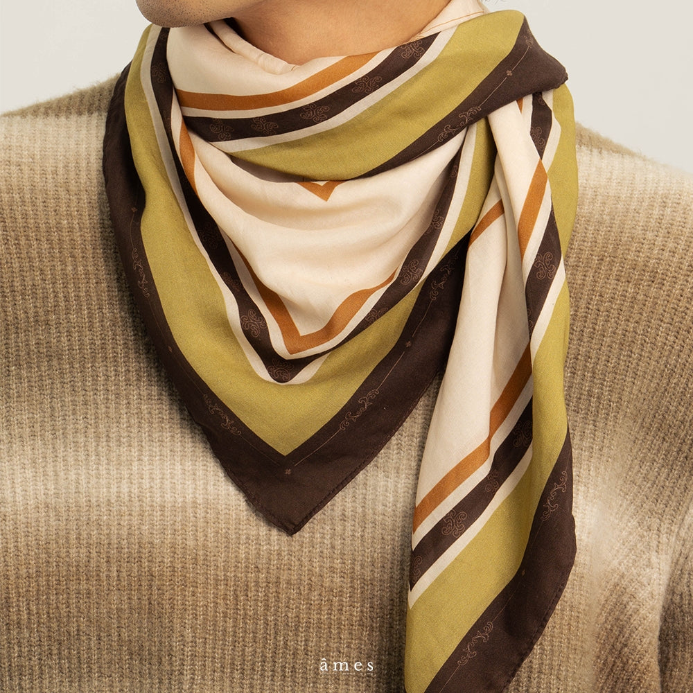Ame Nue Lyocell scarf tied as neckerchief